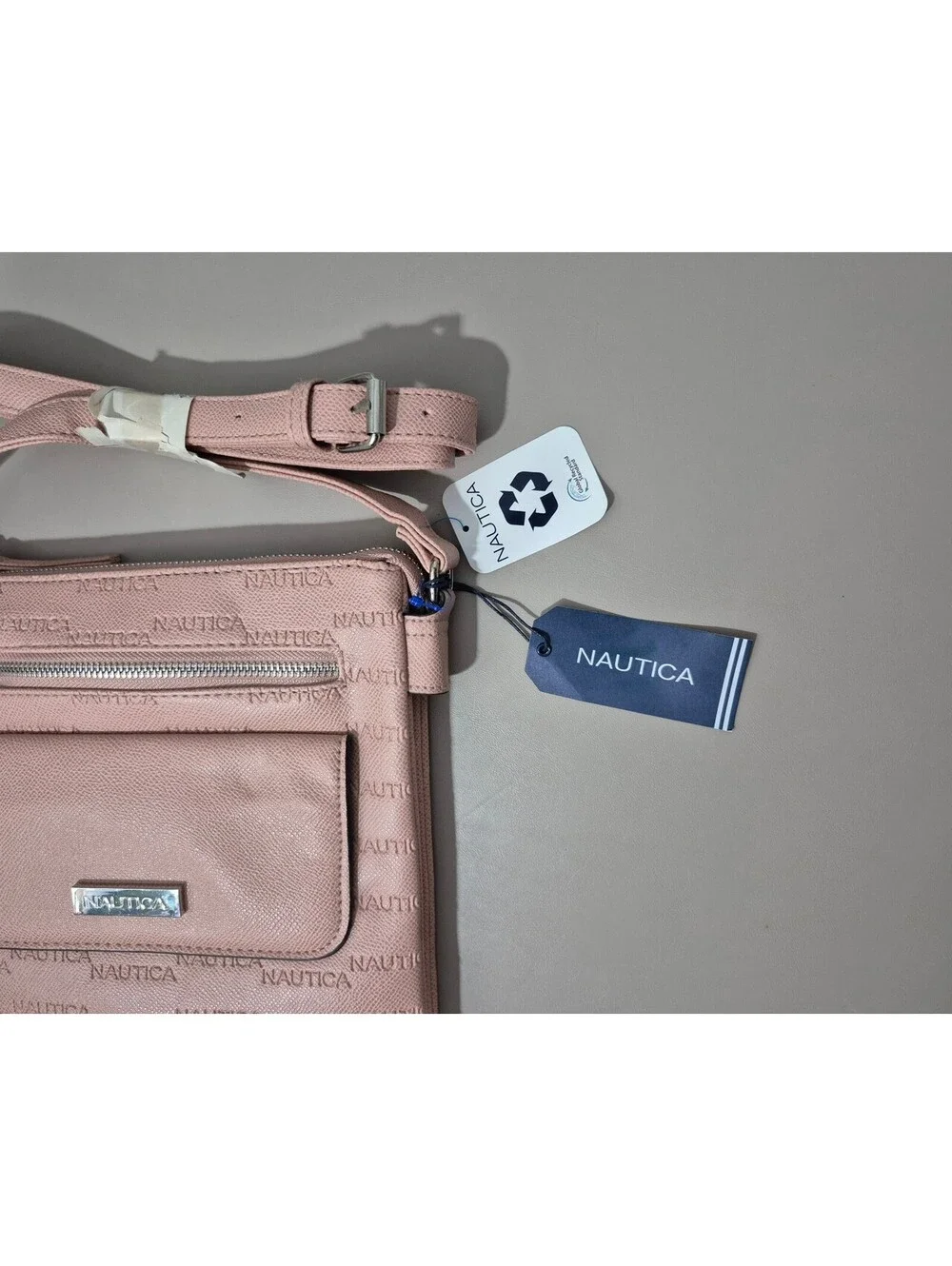 Nautica Blush Pink Embossed Logo Crossbody Bag NWT Adjustable Strap 9x10